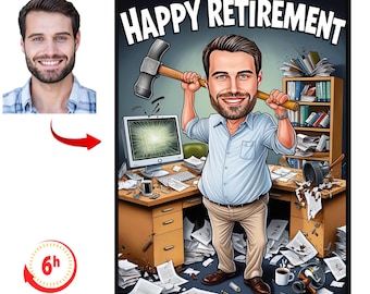 Custom Retirement Caricature Portrait | Funny Farewell Gift