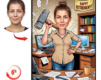 Custom Retirement Caricature | Funny Female Farewell Gift