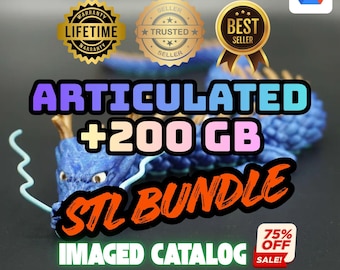 200+ GB Articulated 3D Model Mega Bundle | Flexi Dragons, Animals, Creatures & More STL Files