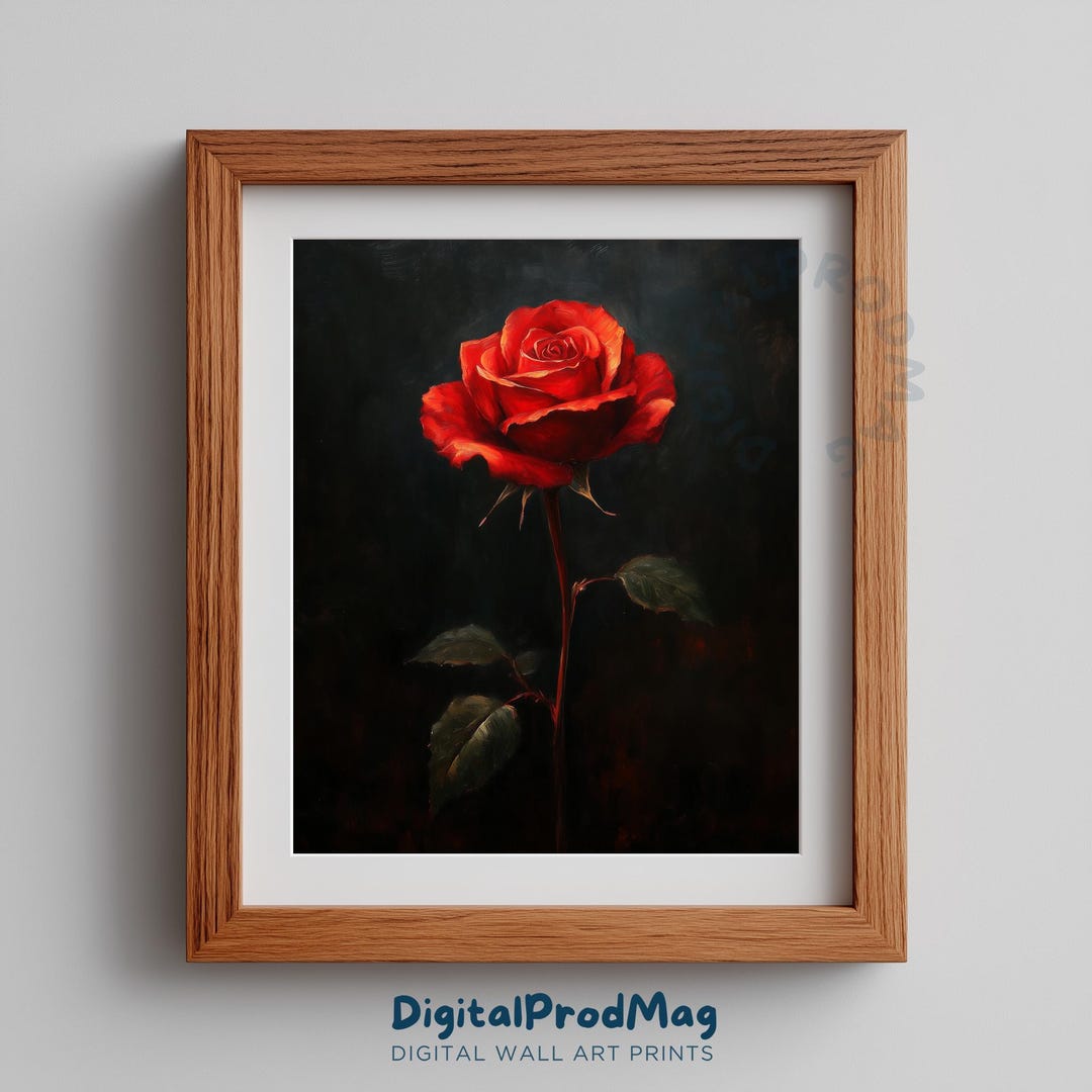 Velvety Red Rose Printable Wall Art - Romantic Vintage Still Life ...