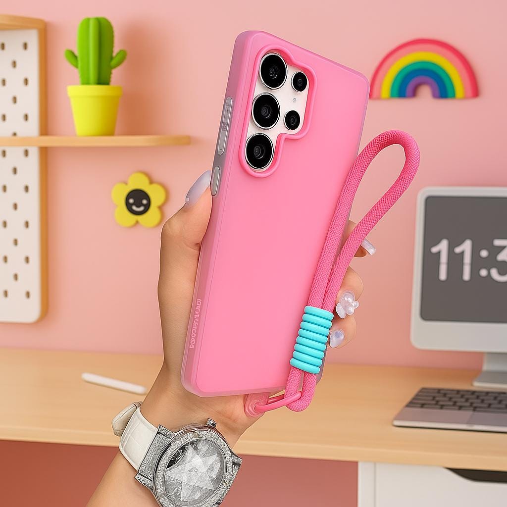 Jelly Samsung Phone Case with Lanyard Wrist Strap