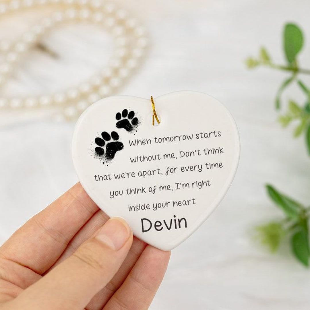 Personalised Pet Loss Memorial Plaque, Pet Paw Bauble With Memorial ...
