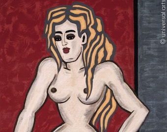 Jacqueline Ditt - "Akt sitzend auf Podest" (Nude sitting on Podium) - ARTcard