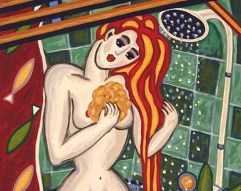Jacqueline Ditt - « Mädchen beim Duschen » (Fille prenant une douche) - ARTcard