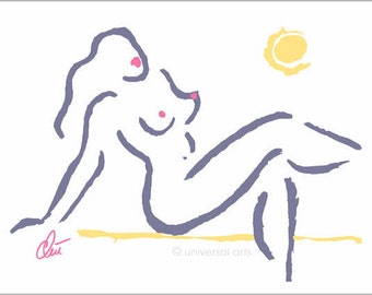 Jacqueline Ditt - "Hot Girl - pastell" graphique original Art Print Edition A3 limitée, numérotée, handsigned - taille moyenne