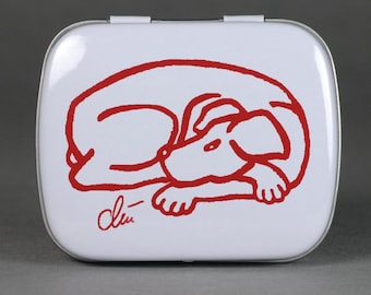 Jacqueline Ditt - &quot;Tin Box Dog Red&quot;  - mint box - mini pill box