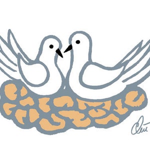 Jacqueline Ditt - &quot;Doves&quot; original graphic Art Print Edition handsigned