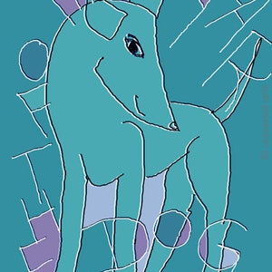 Jacqueline Ditt - "The Year of the Dog - blue" - limited signed original graphic