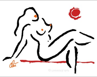 Jacqueline Ditt - "Hot Girl - Blood Moon" grafica originale Art Print Edition A3 limitato, numerato, firmato a mano - di medie dimensioni