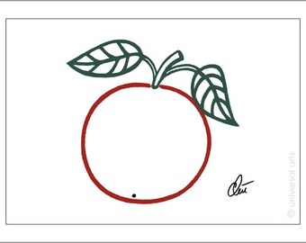 Jacqueline Ditt - « Apple - outline » original graphique Art Print Edition handsigned