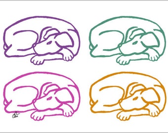 Jacqueline Ditt - « Varicoloured Dogs » original graphique ARTcard