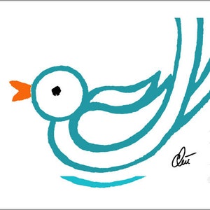 Jacqueline Ditt - grafica originale &quot;Cyan Bird&quot; Art Print Edition firmata a mano