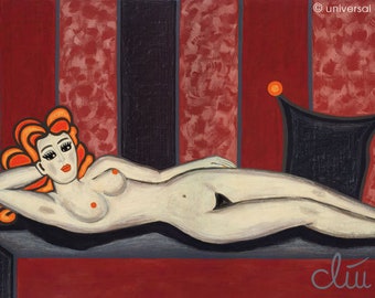 Jacqueline Ditt - "Akt liegend auf Podest" (Nude lying on Podium) - ARTcard