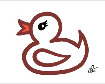 Jacqueline Ditt - « The Rubber Duck Thing - Essential » rouge (Die Gummienten Sache - Essenziell - rot) original graphique ARTcard