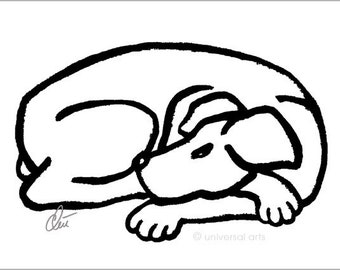 Jacqueline Ditt - "Dog - Black"  original graphic Art Print Edition A3 limited, numbered, handsigned - medium size