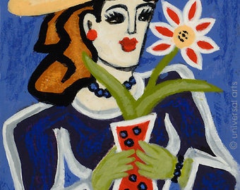 Jacqueline Ditt - « Lady with Hat and Flower » - ARTcard