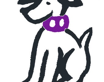 Jacqueline Ditt - "Dog with purple Collar" original graphique Art Print Edition handsigned