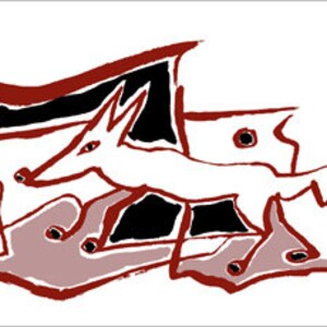 Jacqueline Ditt - &quot;Red Fox outline&quot; original graphic Art Print Edition handsigned
