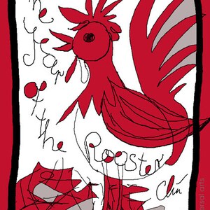 Jacqueline Ditt - « L’Année du Coq » (Das Jahr des Hahns) original graphique ARTcard