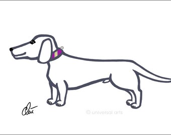 Jacqueline Ditt - "The Dachshund - outline"   original graphic Art Print Edition handsigned