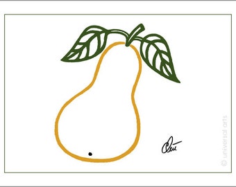 Jacqueline Ditt - « Pear - outline » original graphic Art Print Edition handsigned