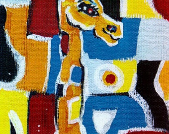 Jacqueline Ditt - "Die Mondrianische Giraffe" (The Mondrian Giraffe) -ARTcard