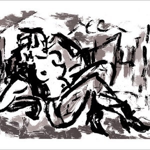 Jacqueline Ditt - &quot;The Sin -sepia&quot; (Die Sünde - sepia)  original graphic Art Print Edition A3 limited, numbered, handsigned - medium size