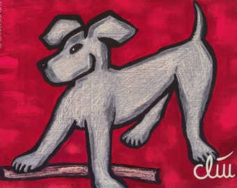 Jacqueline Ditt - « Hund auf rotem Grund » (Dog on red Font) ARTcard