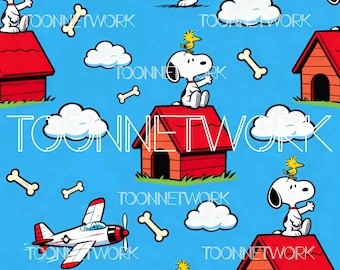 PNG + nog 2 | Naadloos patroon | Snoopy Cartoon-vliegtuig | COMMERCIEEL GEBRUIK