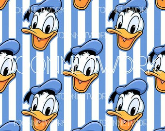 Donald Duck on Stripes Seamless Pattern 12x12 300 DPI