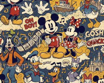 PNG + 2 more | Seamless Pattern | Mouse Cartoon | COMMERCIAL USE