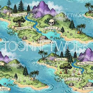 Peter Pan Neverland Map Digital Paper – Seamless Repeating Pattern