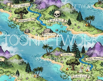 Peter Pan Neverland Map Digital Paper – Seamless Repeating Pattern