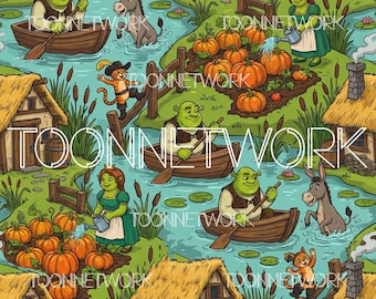PNG + 2 more | Seamless Pattern | Ogre River Scene | COMMERCIAL USE