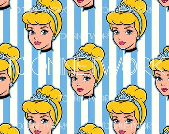PNG + 2 more | Seamless Pattern | Cinderella On Stripes  | COMMERCIAL USE