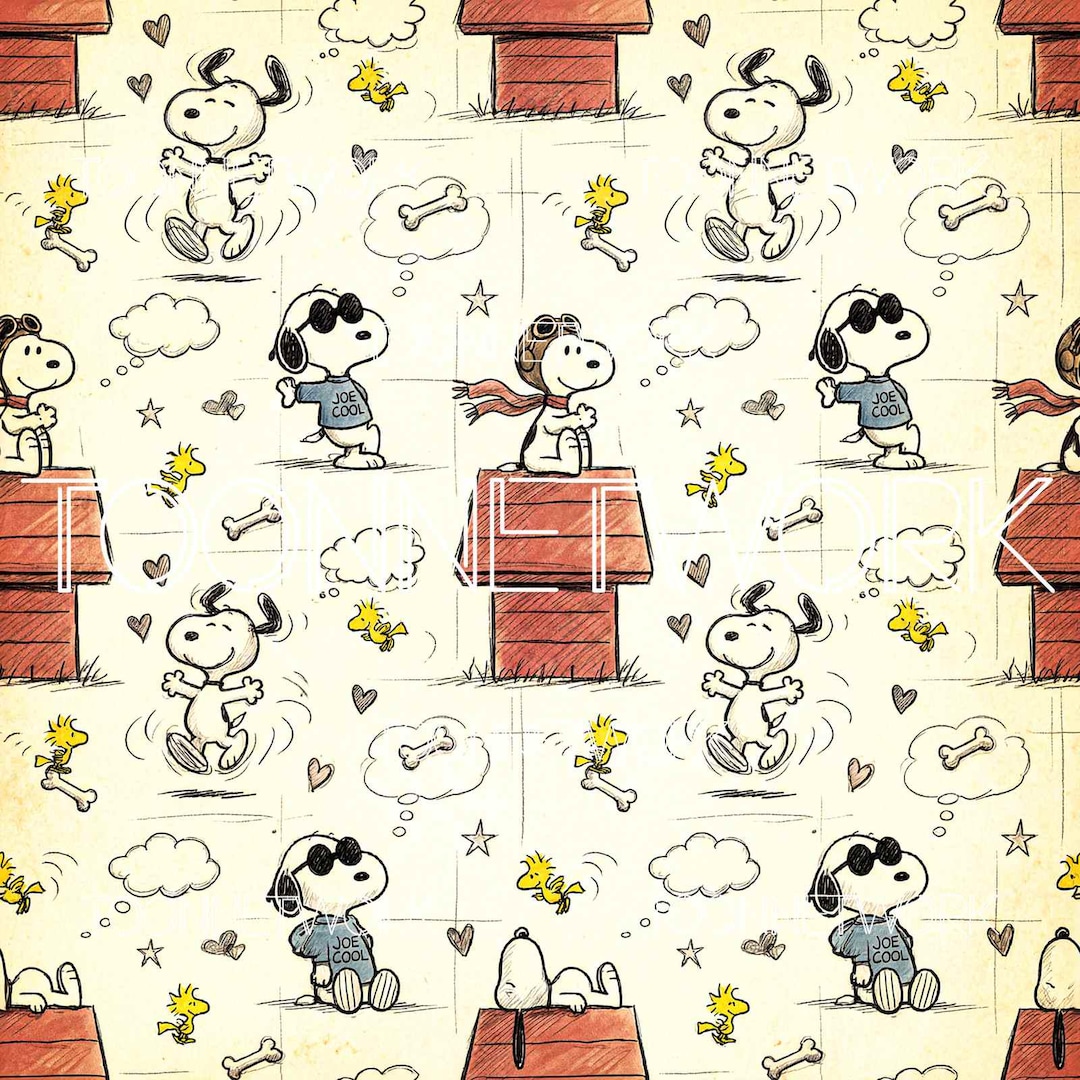 PNG + 2 More | Seamless Pattern | Retro Snoopy | COMMERCIAL USE - Etsy