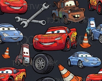 PNG + 2 more | Seamless Pattern | Car Cartoon on Black | COMMERCIAL USE