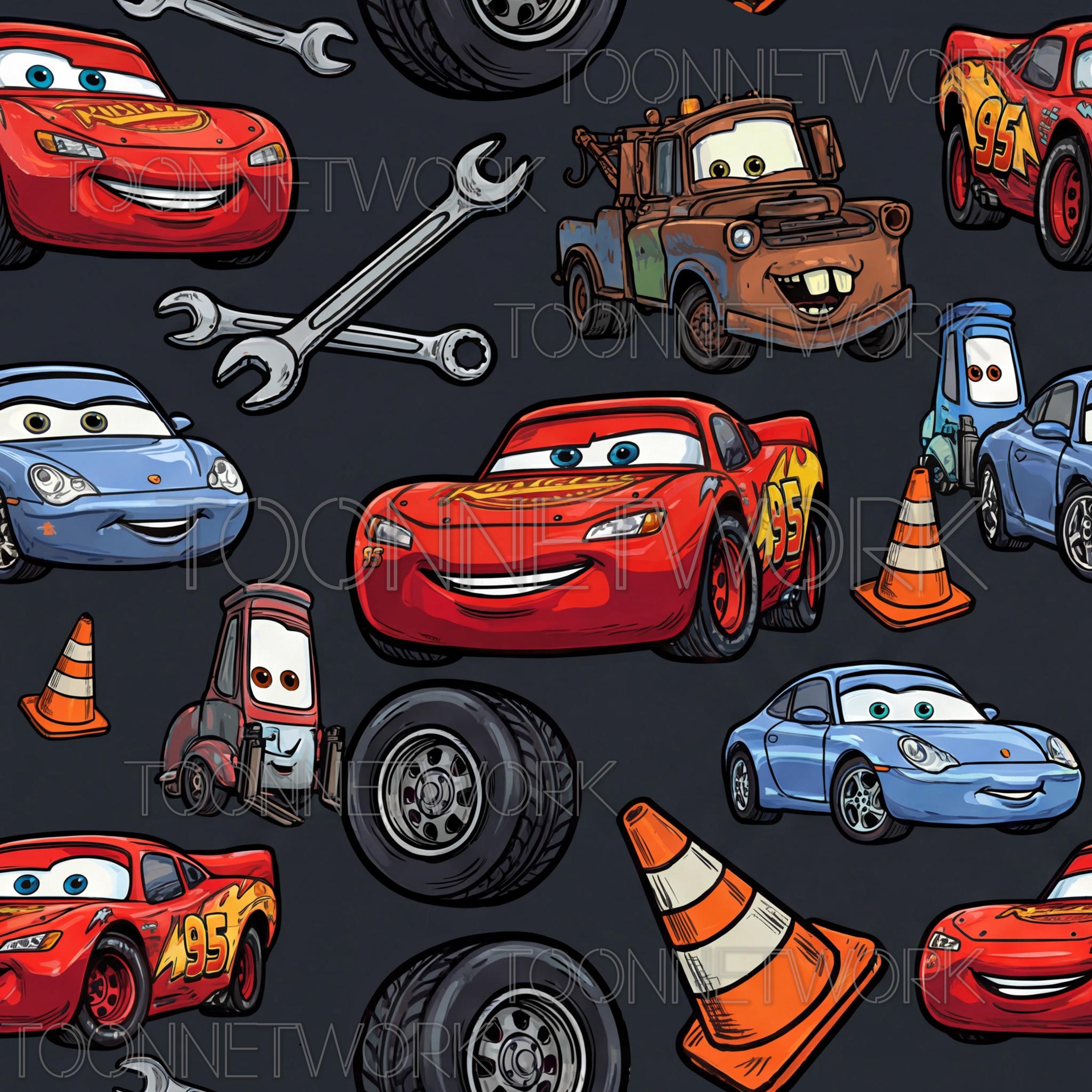 Disney Cars Seem Less Pattern PNG + 2 More | Seamless Pattern | Car Cartoon on Black | COMMERCIAL USE ...