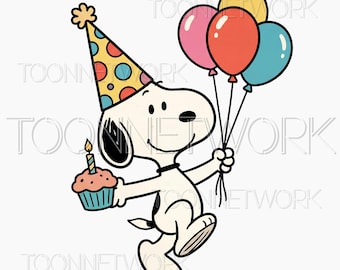 Transparent PNG | Clip Art | Birthday Snoopy w Balloons | COMMERCIAL USE