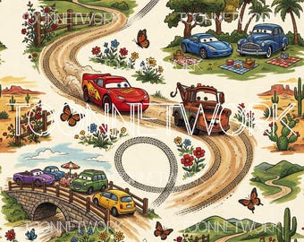 PNG + 2 more | Seamless Pattern | Car Toile Dreamy Day | COMMERCIAL USE