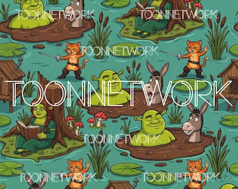 PNG + 2 more | Seamless Pattern | Ogre Swamp Party | COMMERCIAL USE