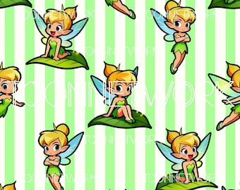 PNG + 2 more | Seamless Pattern | Tinker Bell On Stripes  | COMMERCIAL USE