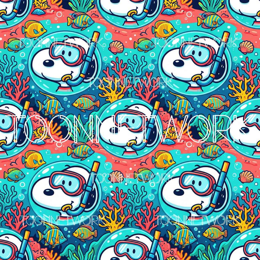 PNG + 2 More | Seamless Pattern | Underwater Snoopy | COMMERCIAL USE - Etsy