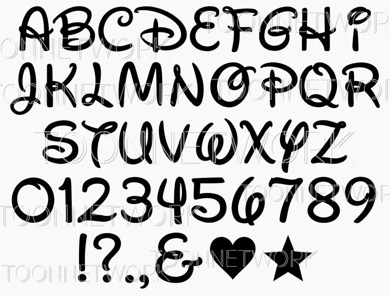 Dis Letters Classic Dis-nei Style Alphabet Font Pack | Letters Numbers & Symbols ...