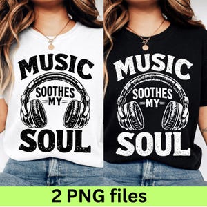 Musik lugnar min själ PNG: Vintage hörlurar musikälskare png Retro musiker estetisk design (digital nedladdning)