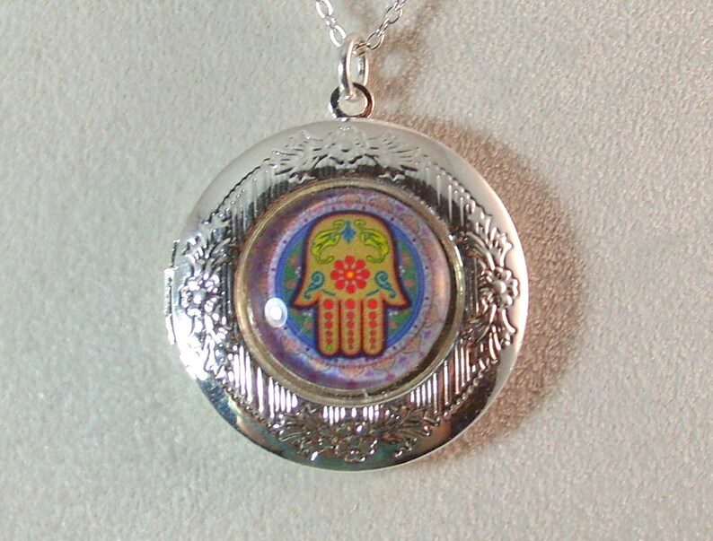 Picture Locket Multi-Colored Hamsa image 1