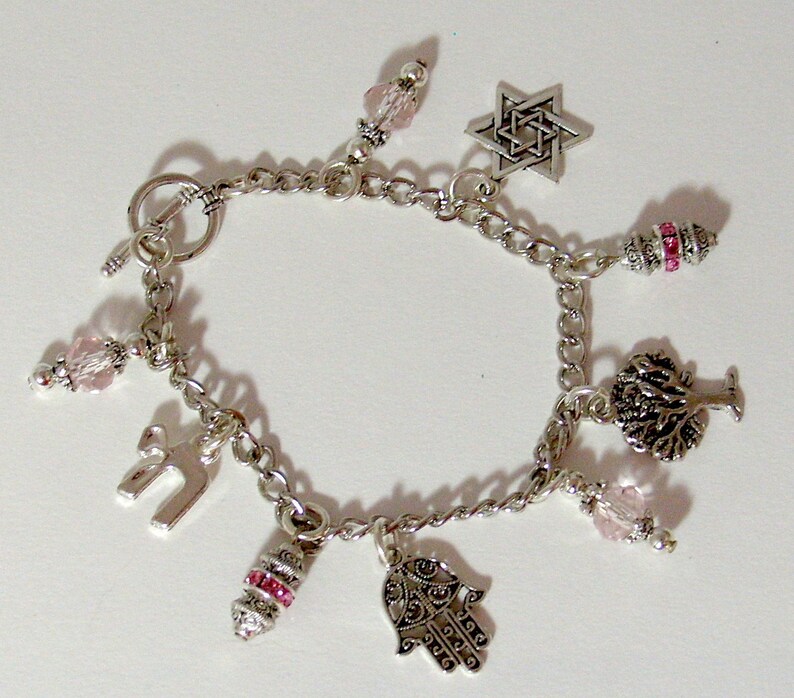 Jewish Charm Bracelet Soft Pink | Etsy