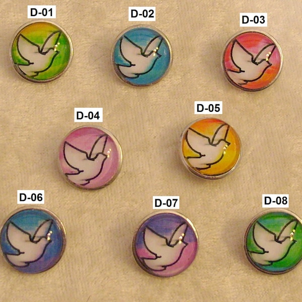 Dove of Peace Snap Buttons for Noosa/Ginger Snap, Chunk Jewelry