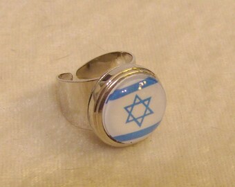 Snap Button Israeli Flag Ring