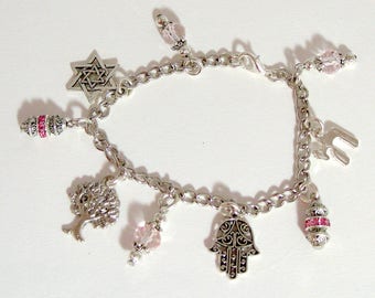 Jewish Charm Bracelet - Soft Pink